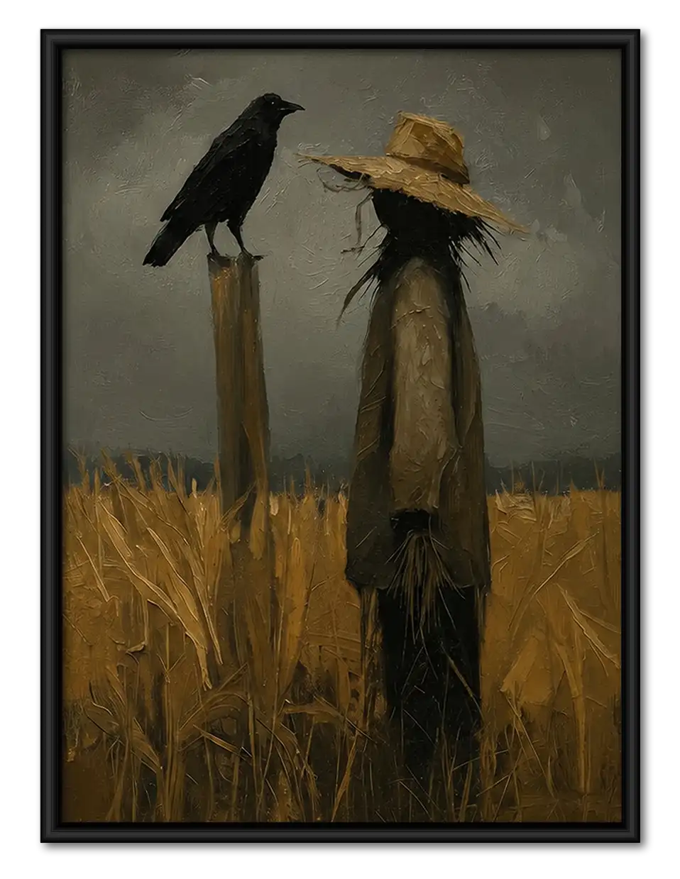 Scarecrow Pair with Black Bird Wall Art 1