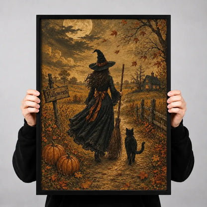 Scarecrow Walking through Pumpkin Field Wall Art 3