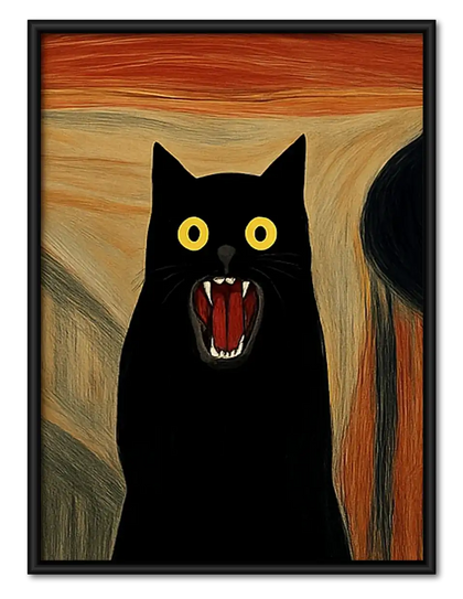 Screaming Black Cat Parody Wall Art