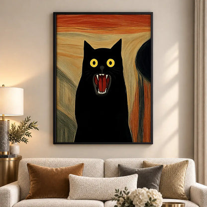 Screaming Black Cat Parody Wall Art 5