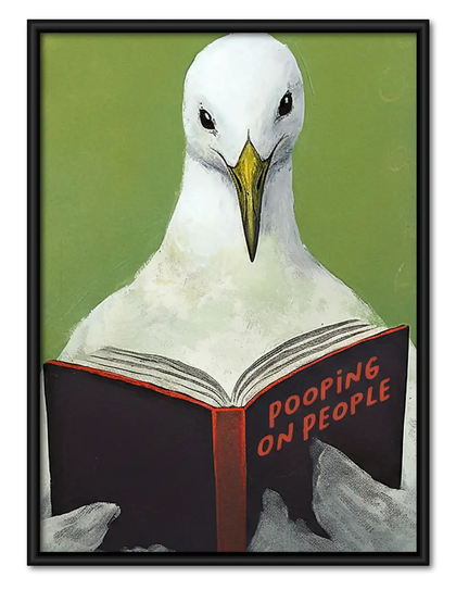 Seagull Reading Bathroom Book Wall Art