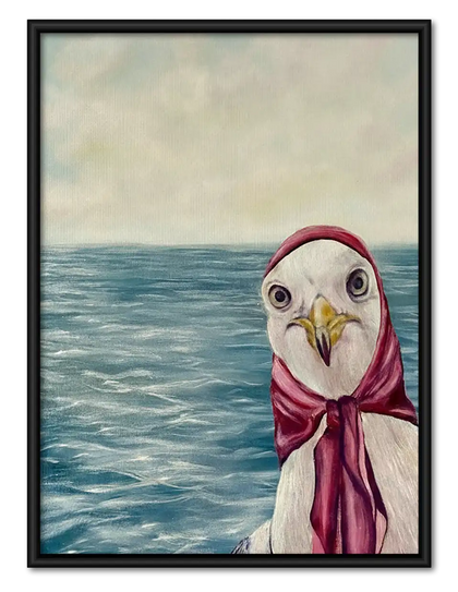 Seagull Wearing Pink Scarf by Sea Wall Art