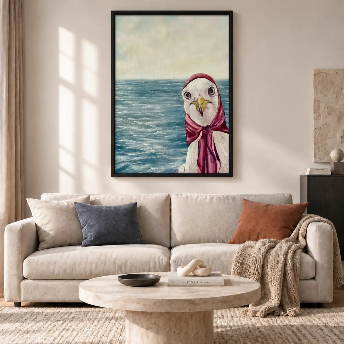 Seagull Wearing Pink Scarf by Sea Wall Art 2