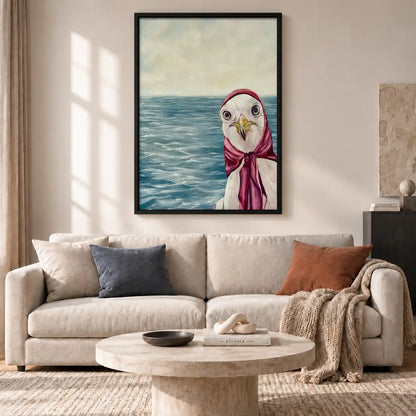 Seagull Wearing Pink Scarf by Sea Wall Art 2
