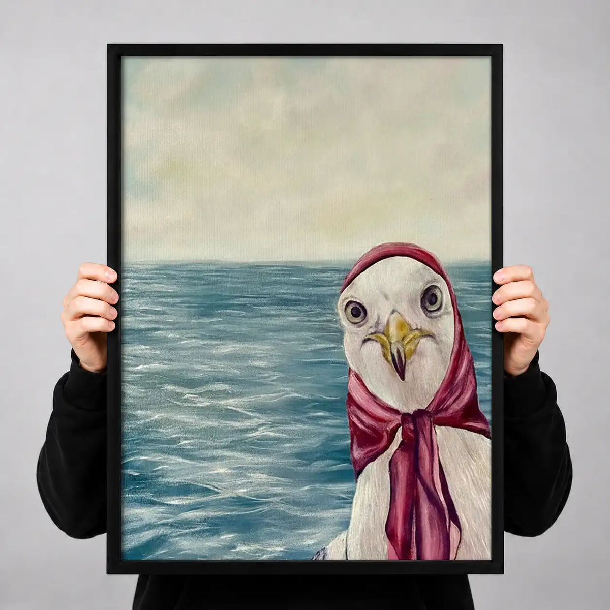 Seagull Wearing Pink Scarf by Sea Wall Art 3