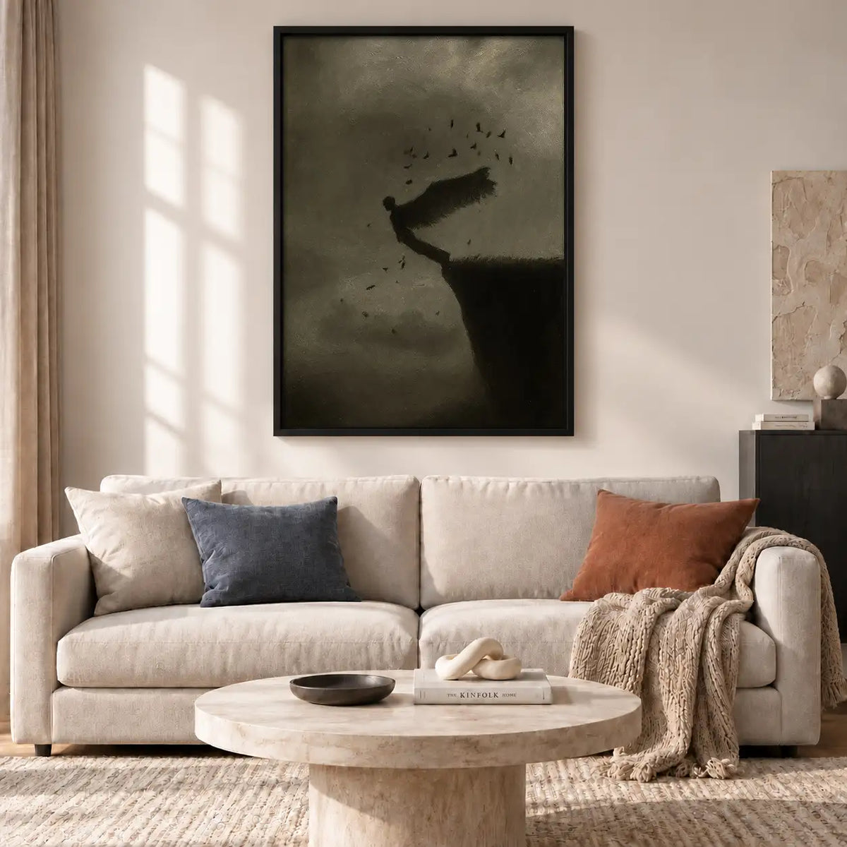 Shadowy Diver Falling Underwater Wall Art 2