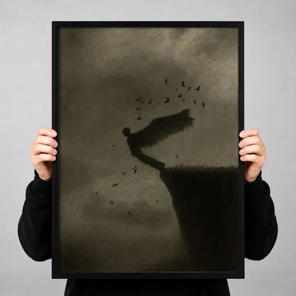 Shadowy Diver Falling Underwater Wall Art 3