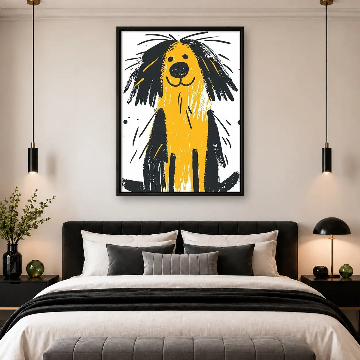 Shaggy Yellow Dog Portrait Wall Art 4