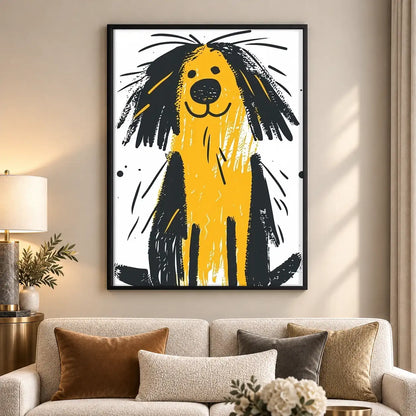 Shaggy Yellow Dog Portrait Wall Art 5