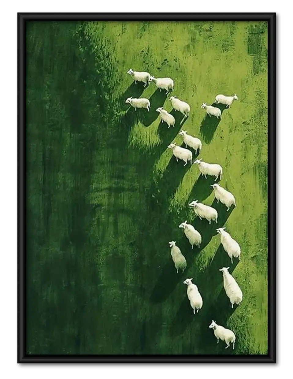 Sheep Herd in Green Meadow Wall Art 1