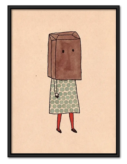 Shy Girl Wearing Paper Bag Wall Art 1