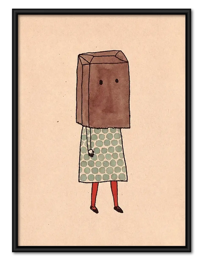Shy Girl Wearing Paper Bag Wall Art