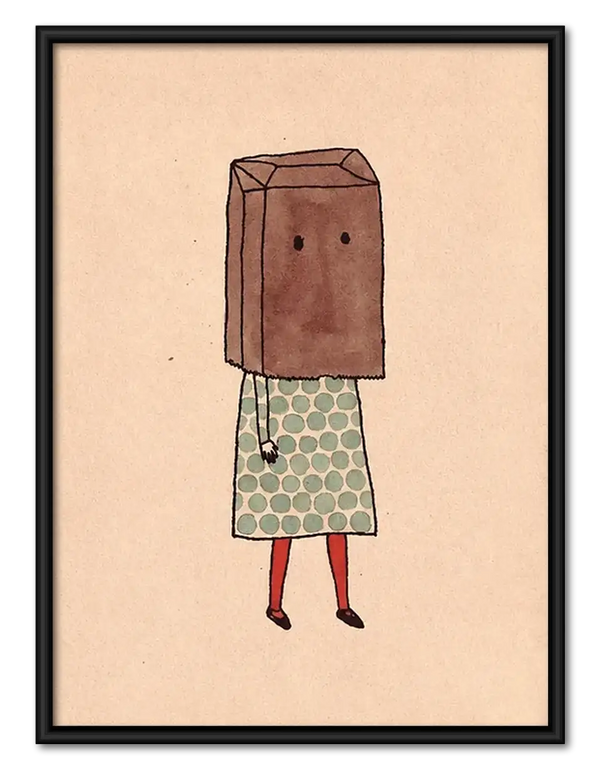 Shy Girl Wearing Paper Bag Wall Art