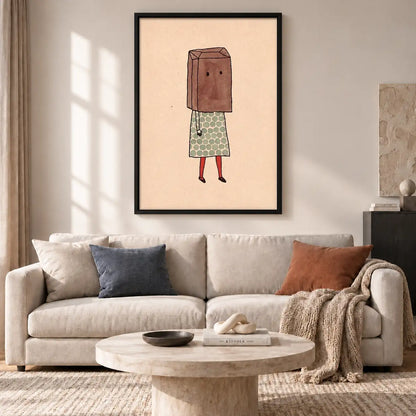 Shy Girl Wearing Paper Bag Wall Art 2