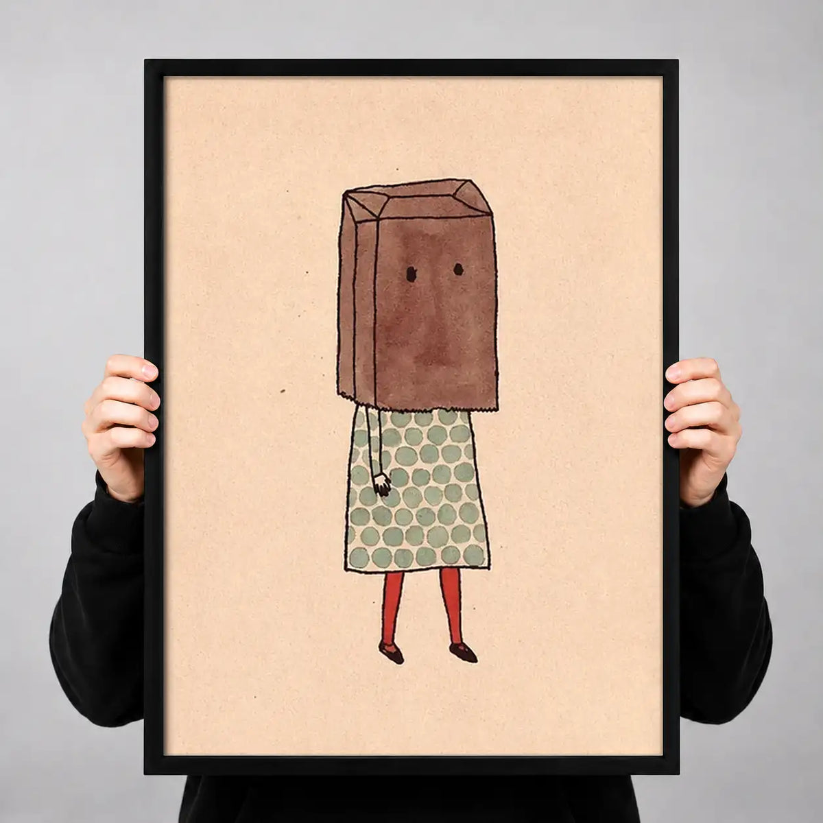 Shy Girl Wearing Paper Bag Wall Art 3