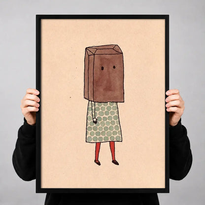 Shy Girl Wearing Paper Bag Wall Art 3