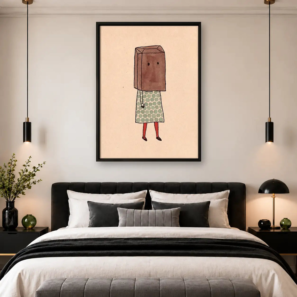 Shy Girl Wearing Paper Bag Wall Art 4