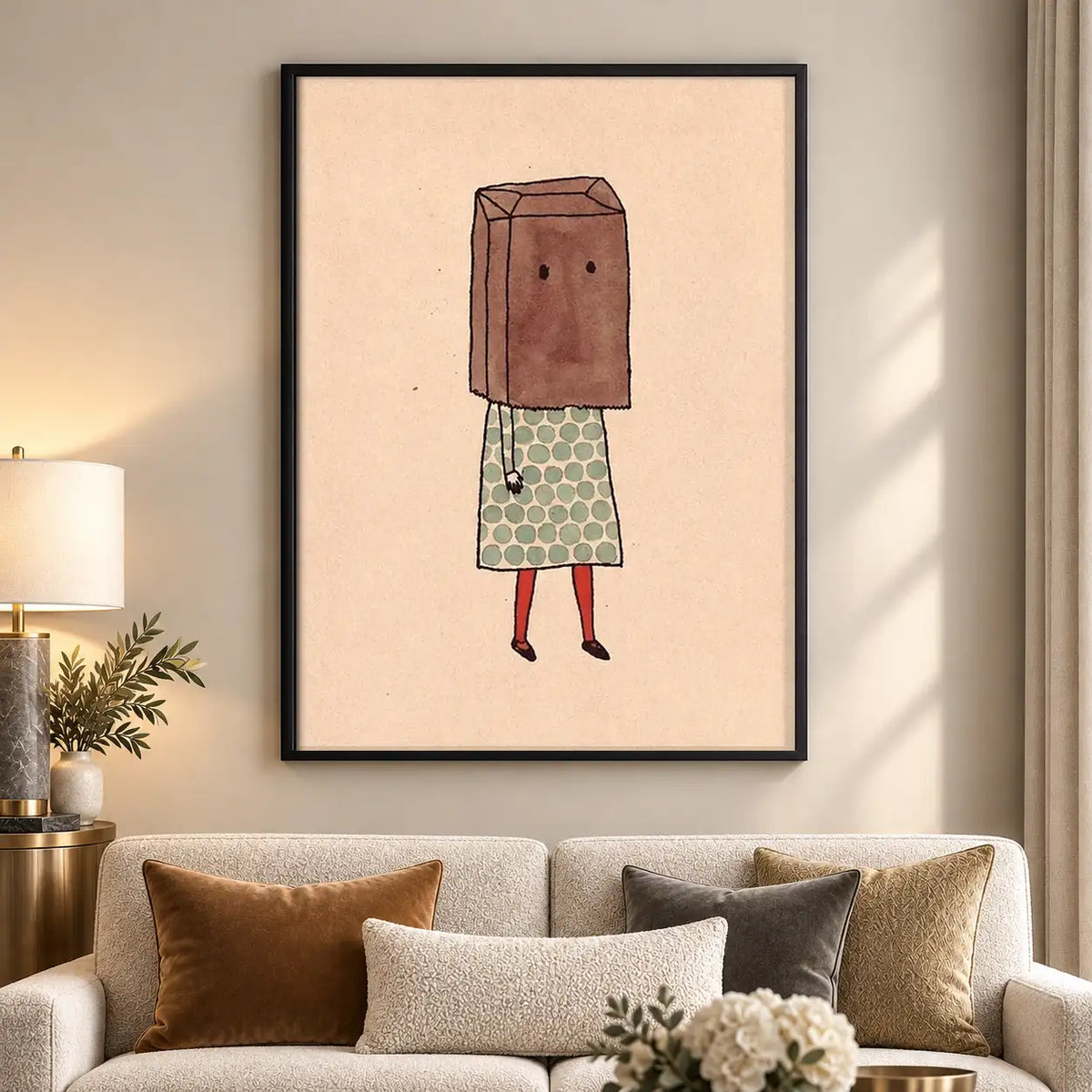 Shy Girl Wearing Paper Bag Wall Art 5