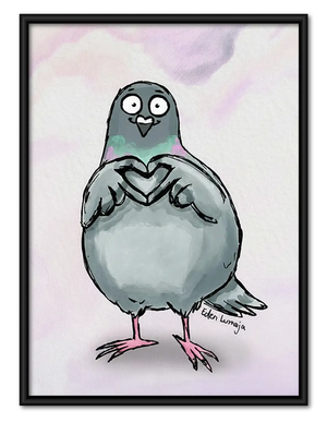 Shy Gray Pigeon Portrait Wall Art
