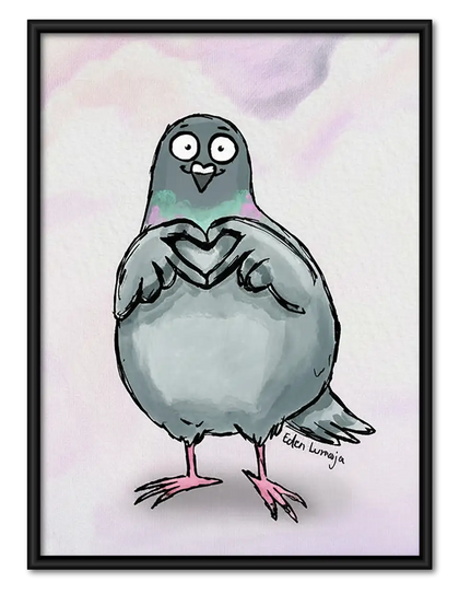 Shy Gray Pigeon Portrait Wall Art