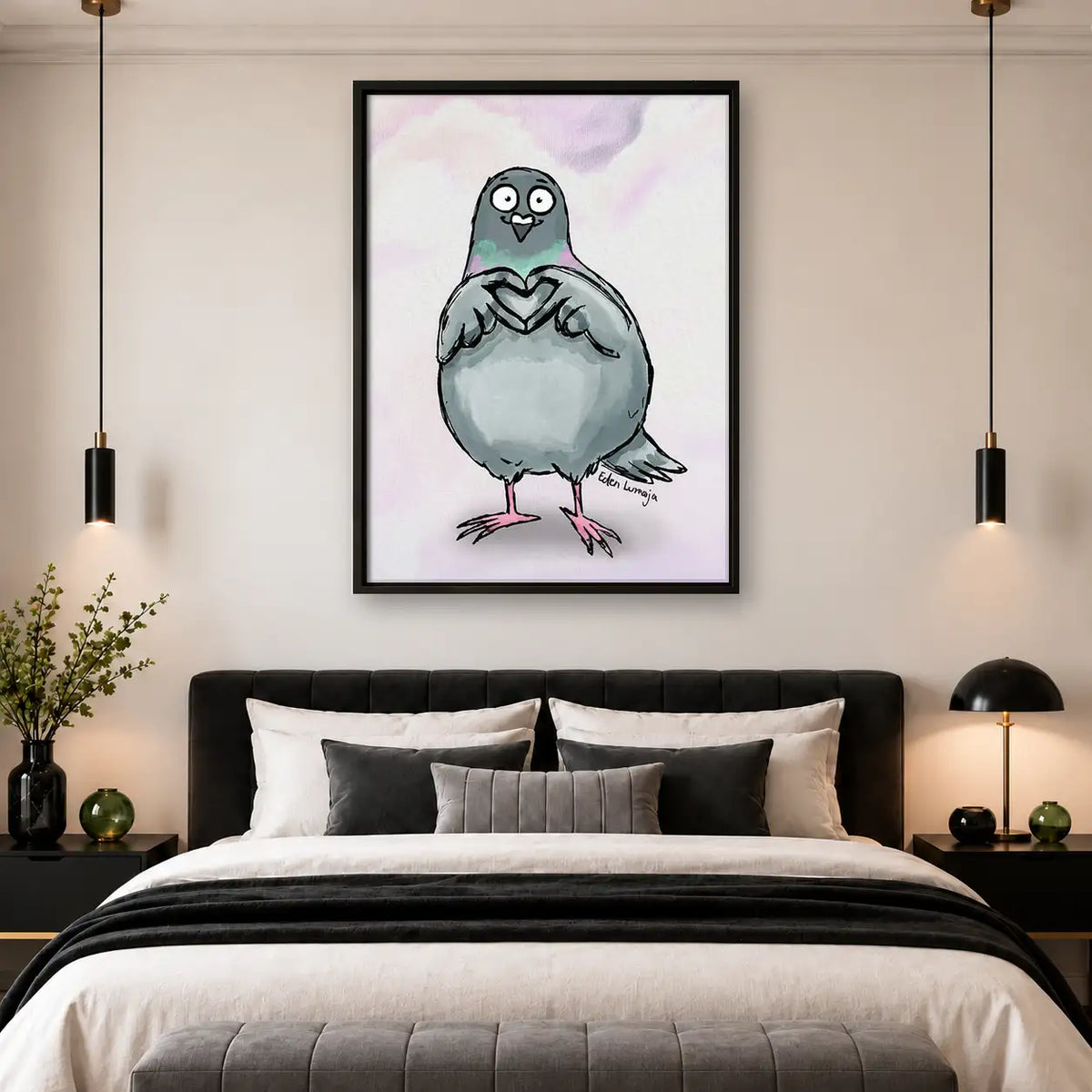 Shy Gray Pigeon Portrait Wall Art 4