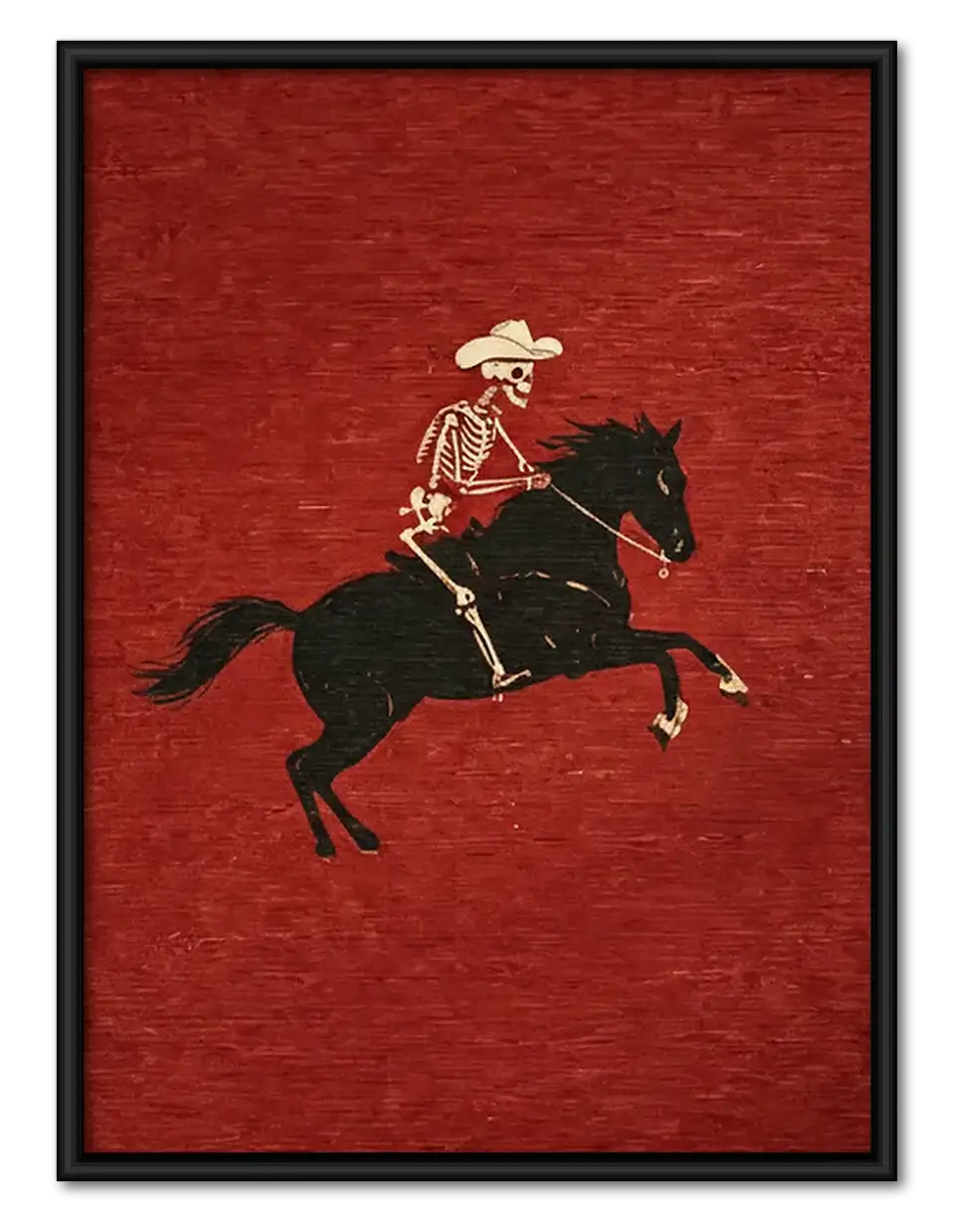 Skeleton Cowboy Riding Black Horse Wall Art 1