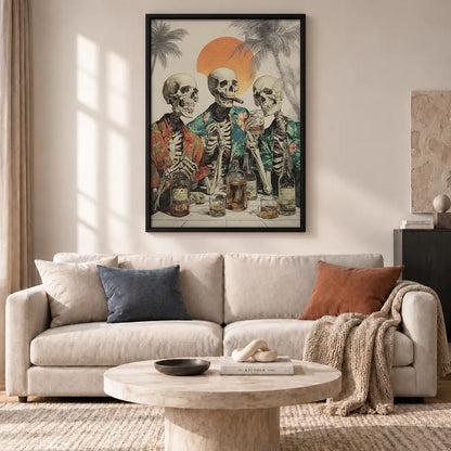 Skeleton Friends Drinking at the Beach Wall Art 2