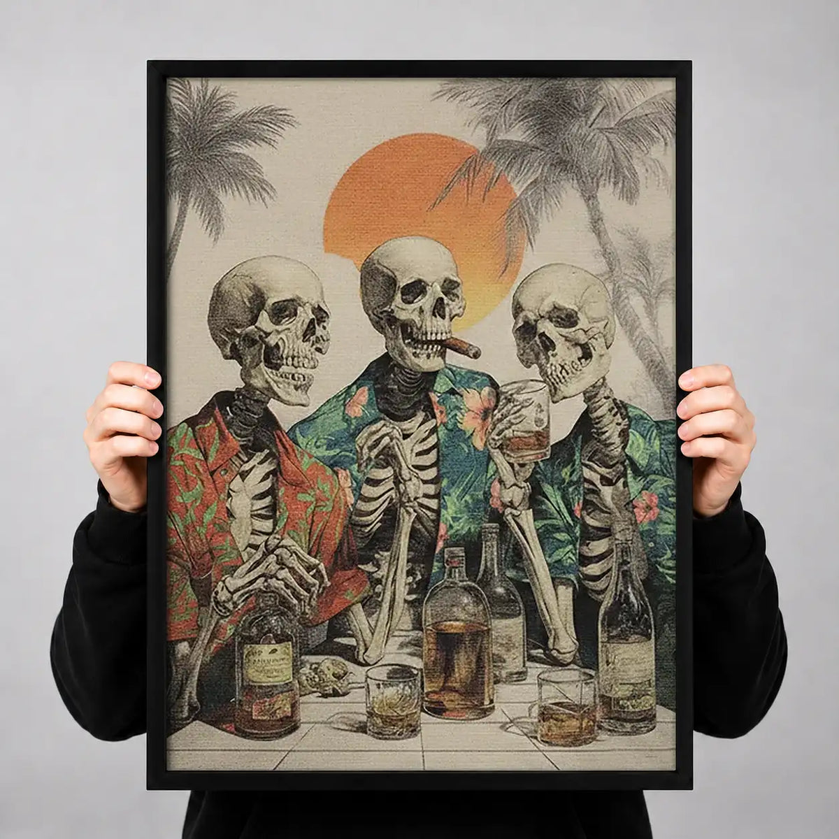 Skeleton Friends Drinking at the Beach Wall Art 3