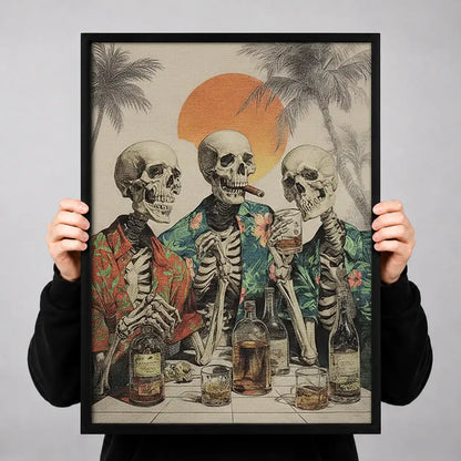 Skeleton Friends Drinking at the Beach Wall Art 3