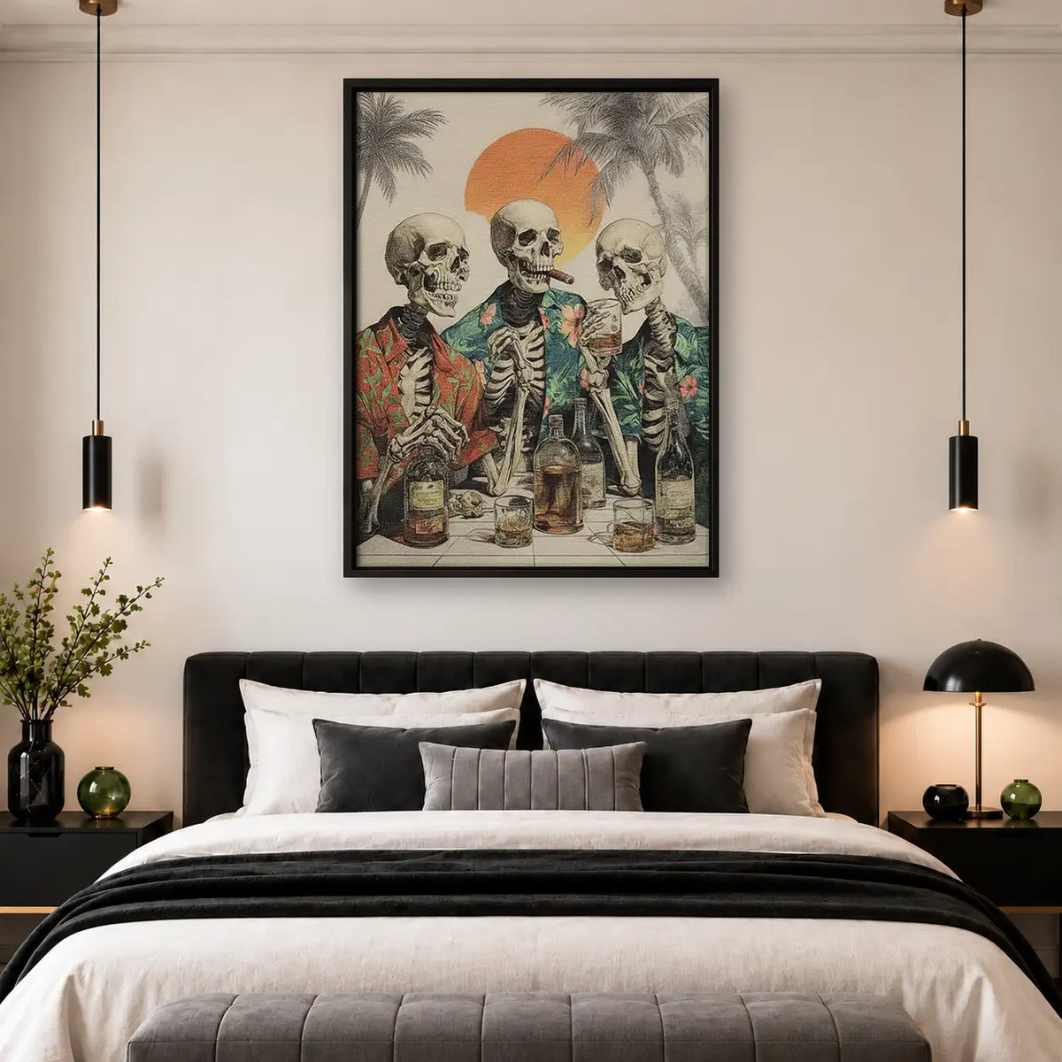 Skeleton Friends Drinking at the Beach Wall Art 4