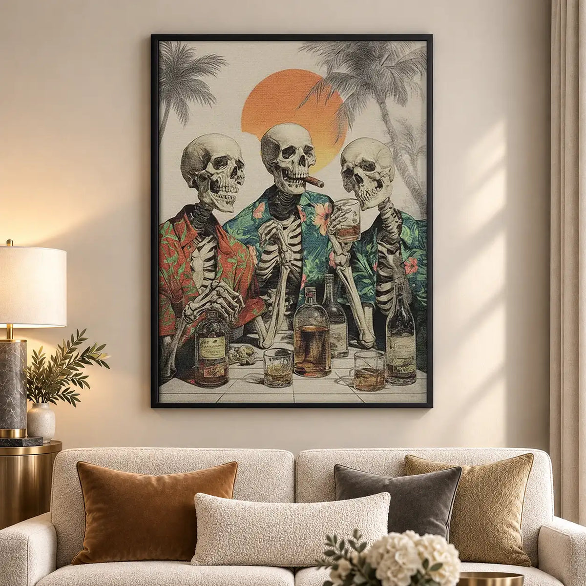 Skeleton Friends Drinking at the Beach Wall Art 5