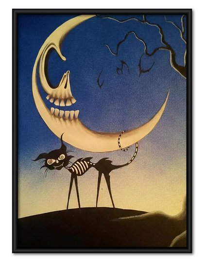 Skeleton Riding Crescent Moon Wall Art