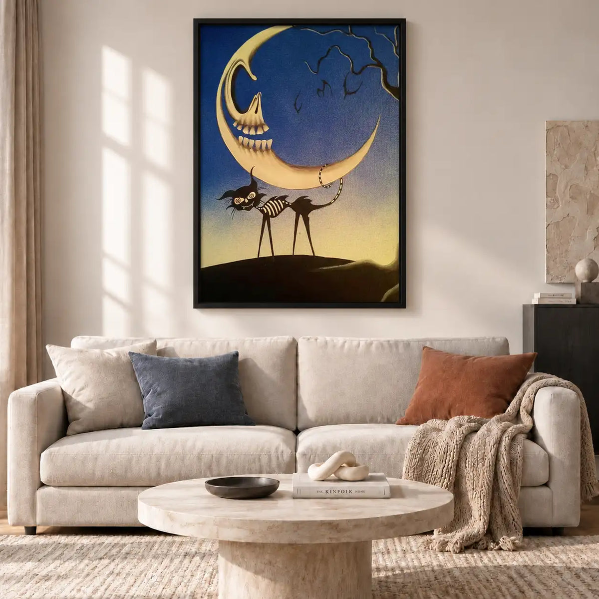 Skeleton Riding Crescent Moon Wall Art 2
