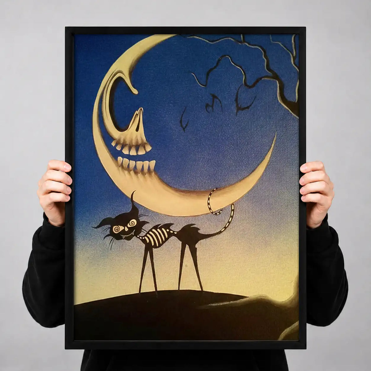 Skeleton Riding Crescent Moon Wall Art 3
