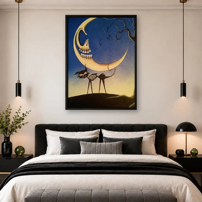 Skeleton Riding Crescent Moon Wall Art 4