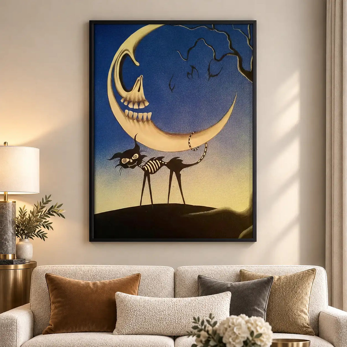 Skeleton Riding Crescent Moon Wall Art 5
