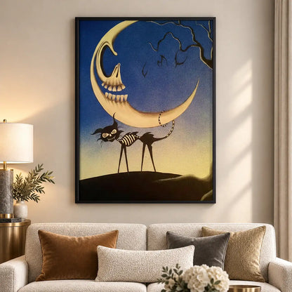 Skeleton Riding Crescent Moon Wall Art 5