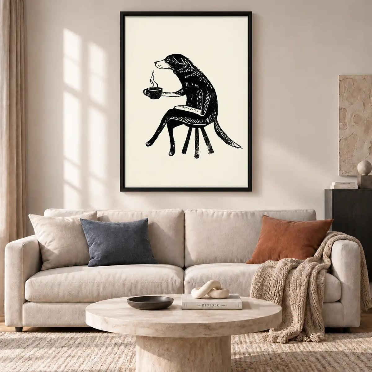 Sketch Dog Drinking Coffee Wall Art 2