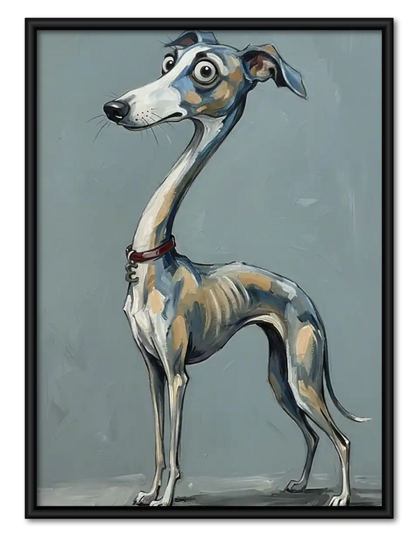 Skinny Blue Greyhound Portrait Wall Art