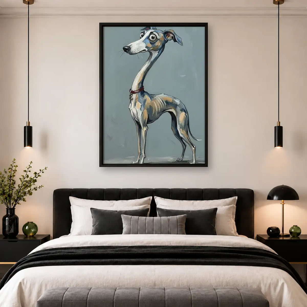 Skinny Blue Greyhound Portrait Wall Art 4
