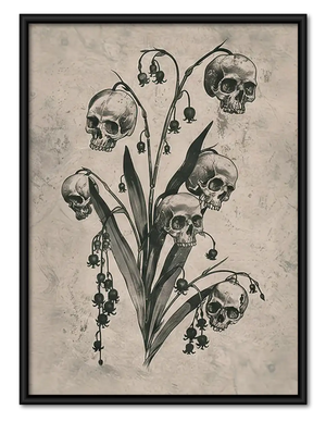 Skull Wildflower Botanical Study Wall Art
