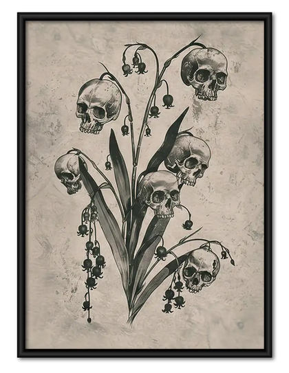 Skull Wildflower Botanical Study Wall Art