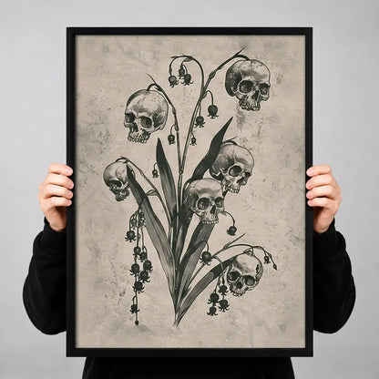 Skull Wildflower Botanical Study Wall Art 3