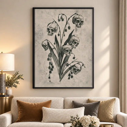 Skull Wildflower Botanical Study Wall Art 5