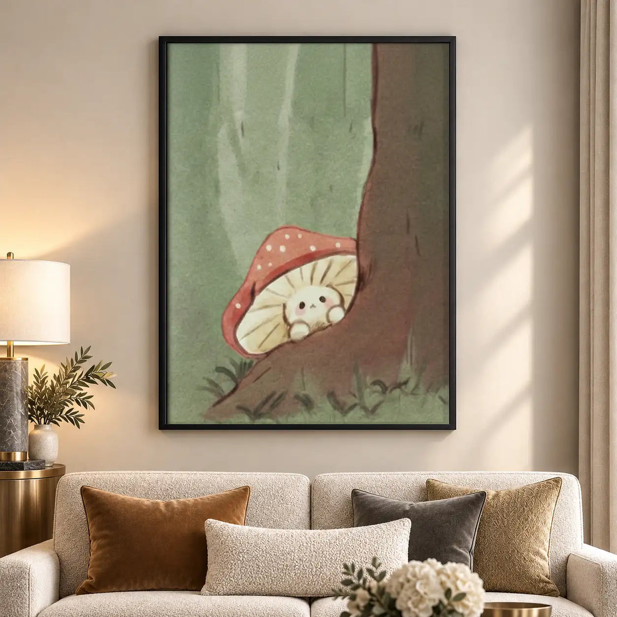 Sleeping Cat beneath Mushroom Wall Art 5
