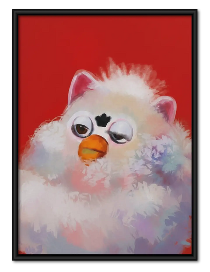 Sleepy Pink Fluffy Bird Wall Art