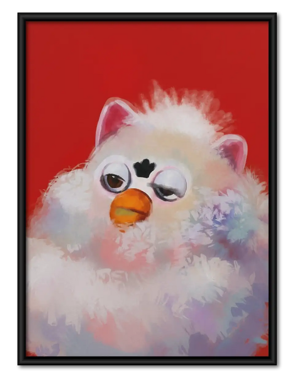 Sleepy Pink Fluffy Bird Wall Art