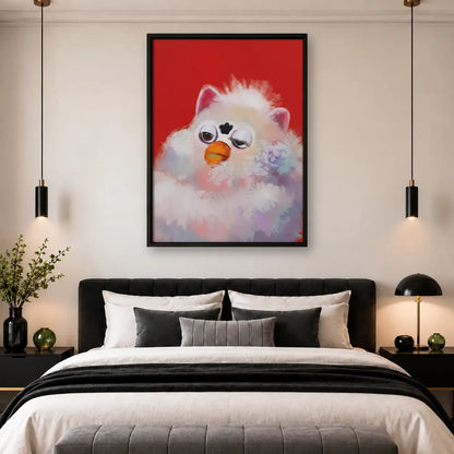 Sleepy Pink Fluffy Bird Wall Art 4