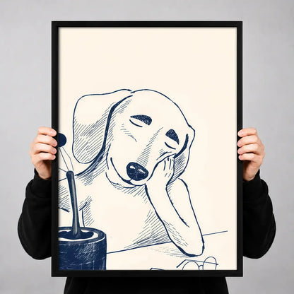 Sleepy Woman with Wine Line Art Wall Art 3