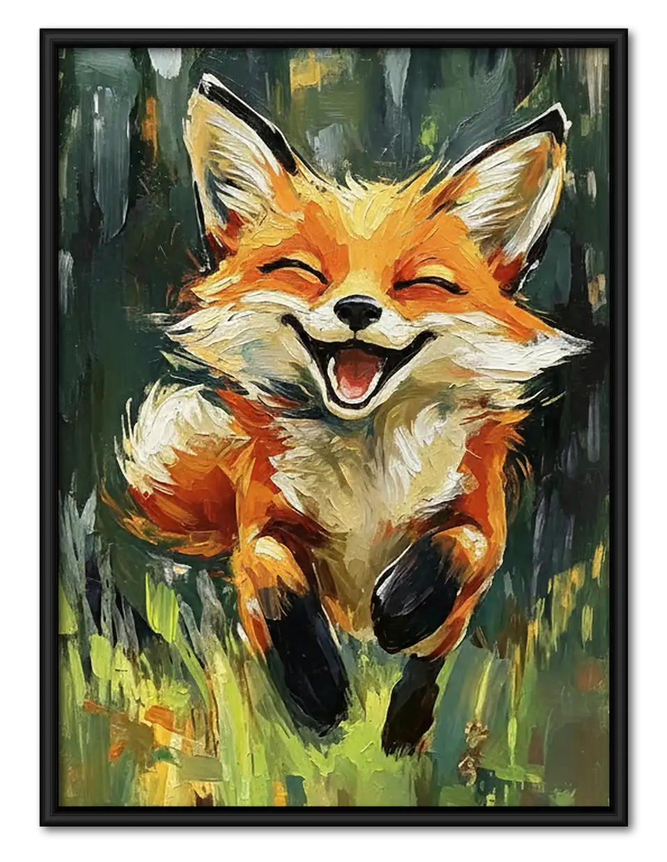 Smiling Fox in Green Meadow Wall Art 1